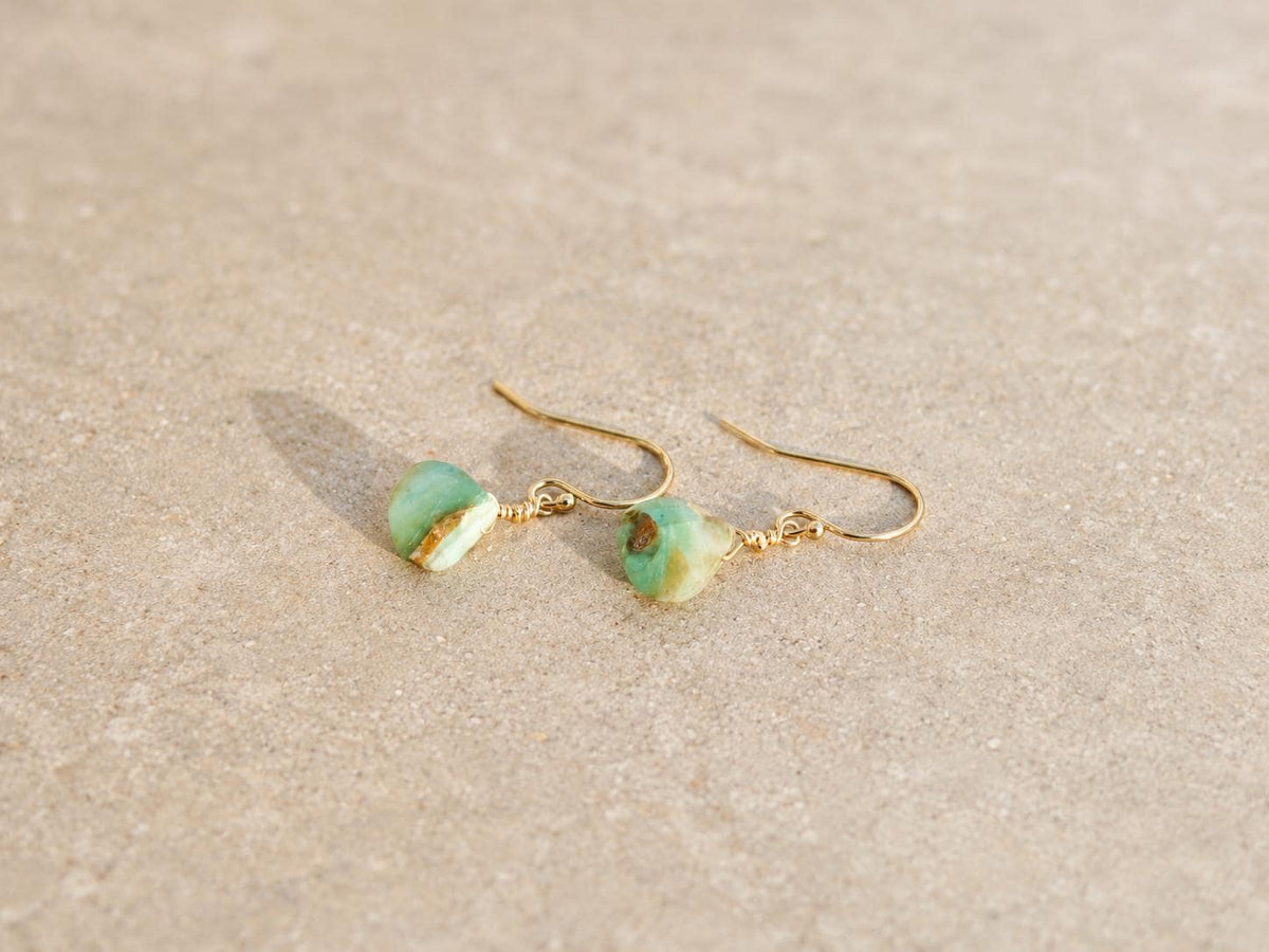 Peruvian Opal Earrings, Gold Filled Drop Earrings, Green Opal Earrings, Natural Gemstone Earrings, Handmade Gift for Her