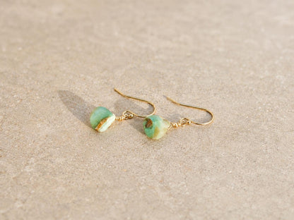 Peruvian Opal Earrings, Gold Filled Drop Earrings, Green Opal Earrings, Natural Gemstone Earrings, Handmade Gift for Her