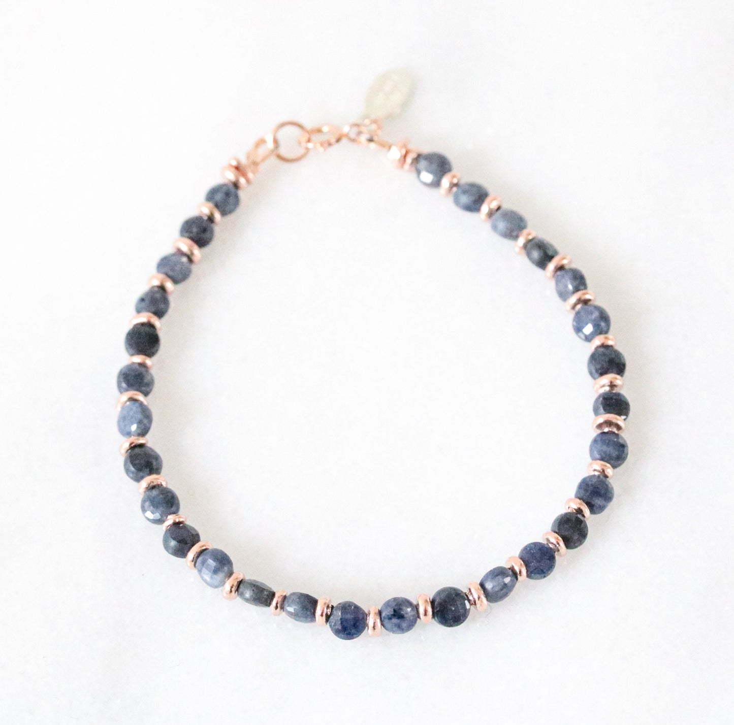 Sapphire Bracelet: Rose Gold Fill, Karen Hill Tribe Silver, September Birthstone