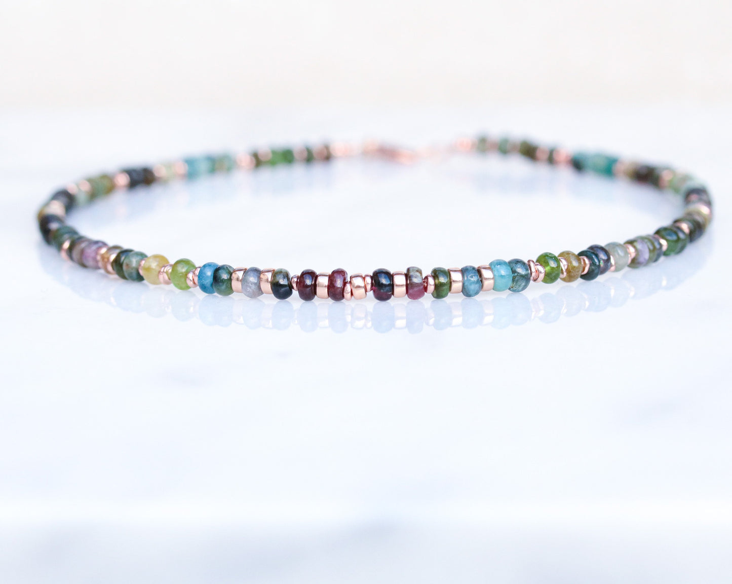 Tourmaline Heishi Choker: Rose Gold Vermeil, Surfer Style Necklace