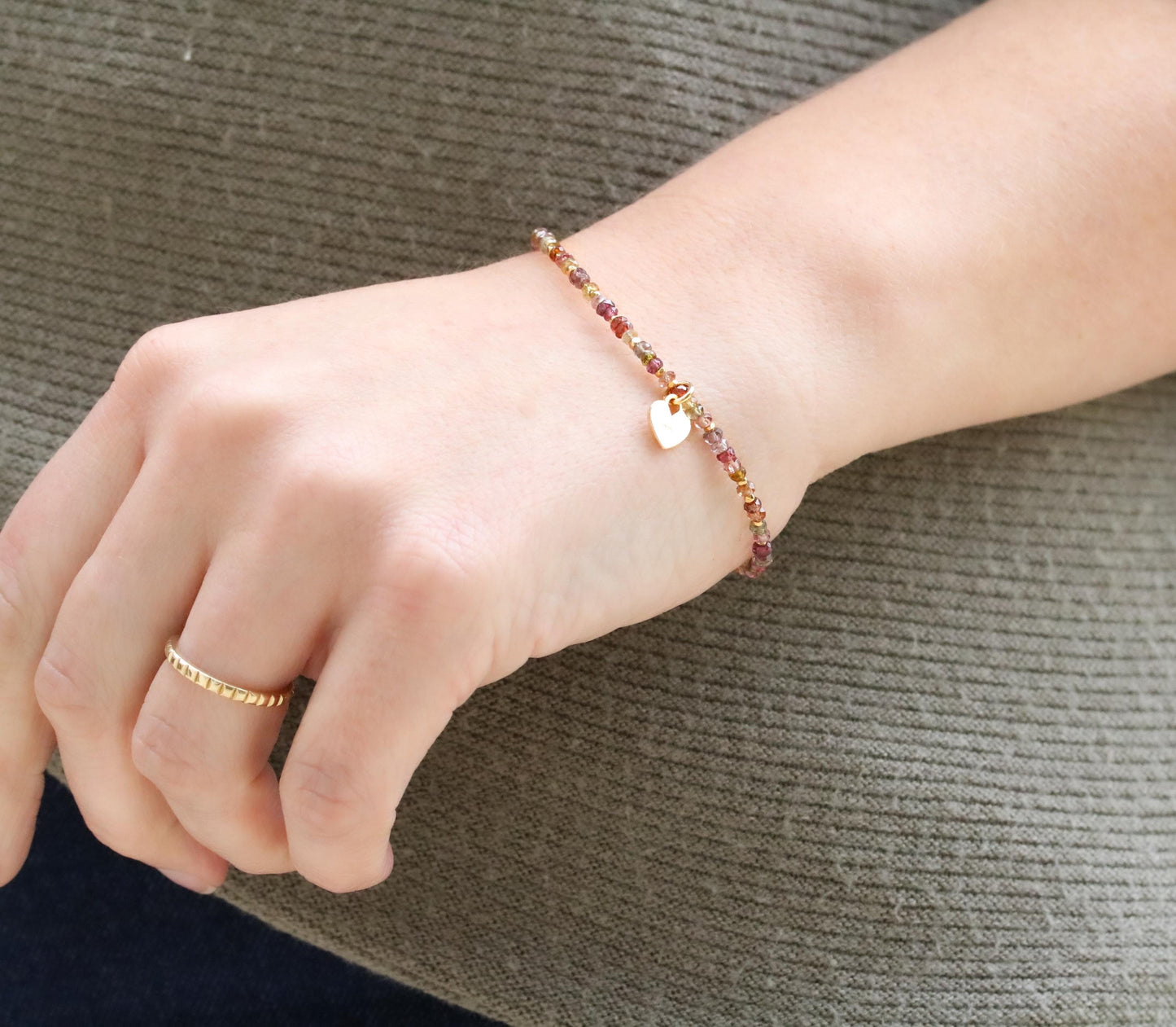 Handmade Tundra Sapphire Bracelet: Gold Vermeil Heart Charm