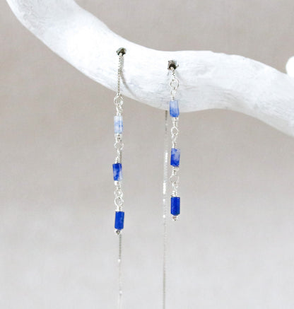 Handmade Sodalite Threader Earrings: Gold Fill, Rose Gold, or Sterling Silver