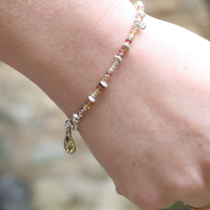 Karen Hill Tribe Silver Nugget Bracelet: Tundra Sapphire, Handmade in Paris