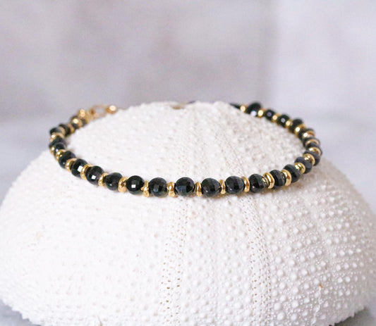 Black Spinel Bracelet: Karen Hill Tribe Gold Vermeil, Gold Fill