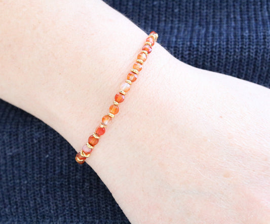Faceted Carnelian Bracelet: Karen Hill Tribe Gold Vermeil, Gold Fill