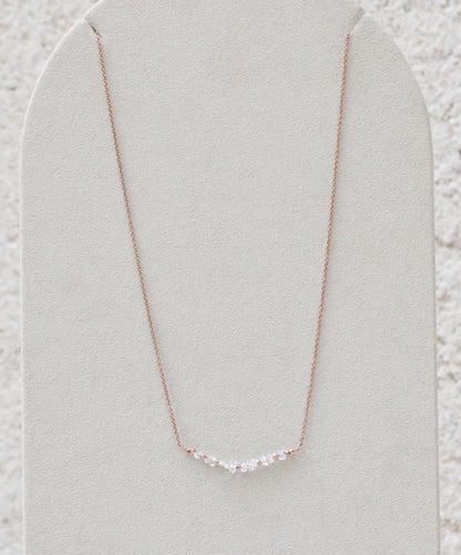 Herkimer Diamond Bar Necklace: 14K Rose Gold Fill, Adjustable Chain