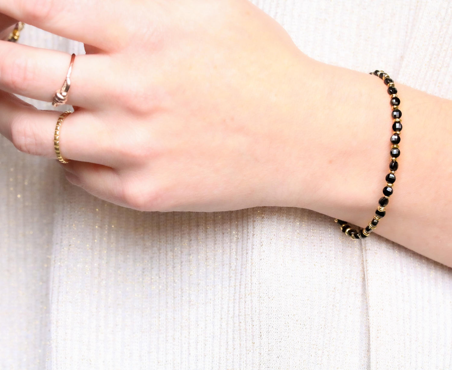 Black Spinel Bracelet: Karen Hill Tribe Gold Vermeil, Gold Fill