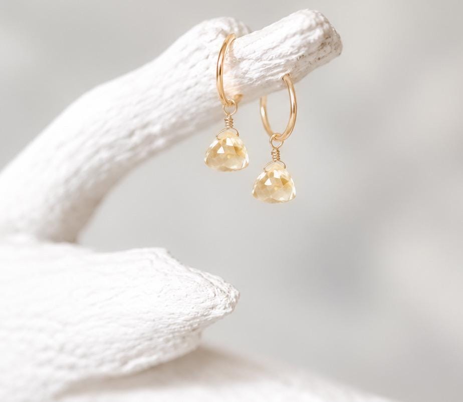 Citrine Huggie Hoop Earrings
