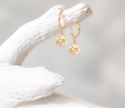 Citrine Huggie Hoop Earrings