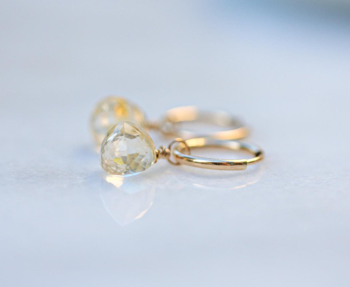 Citrine Huggie Hoop Earrings