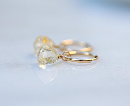 Citrine Huggie Hoop Earrings